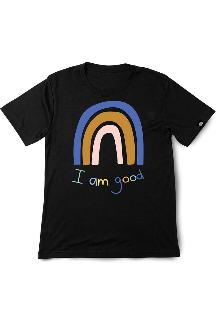 Camiseta Infantil Manga Curta Algodão Macio Preto I'm Good
