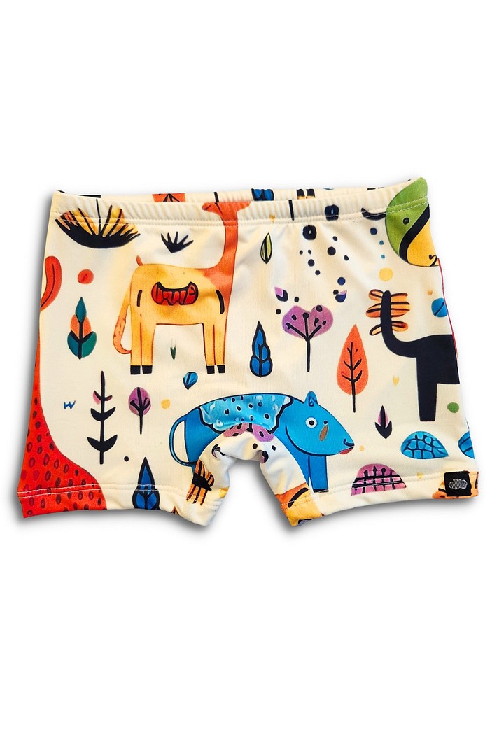 Sunga UV Praia Piscina UV 50+ Menino Confortável Off White Animais