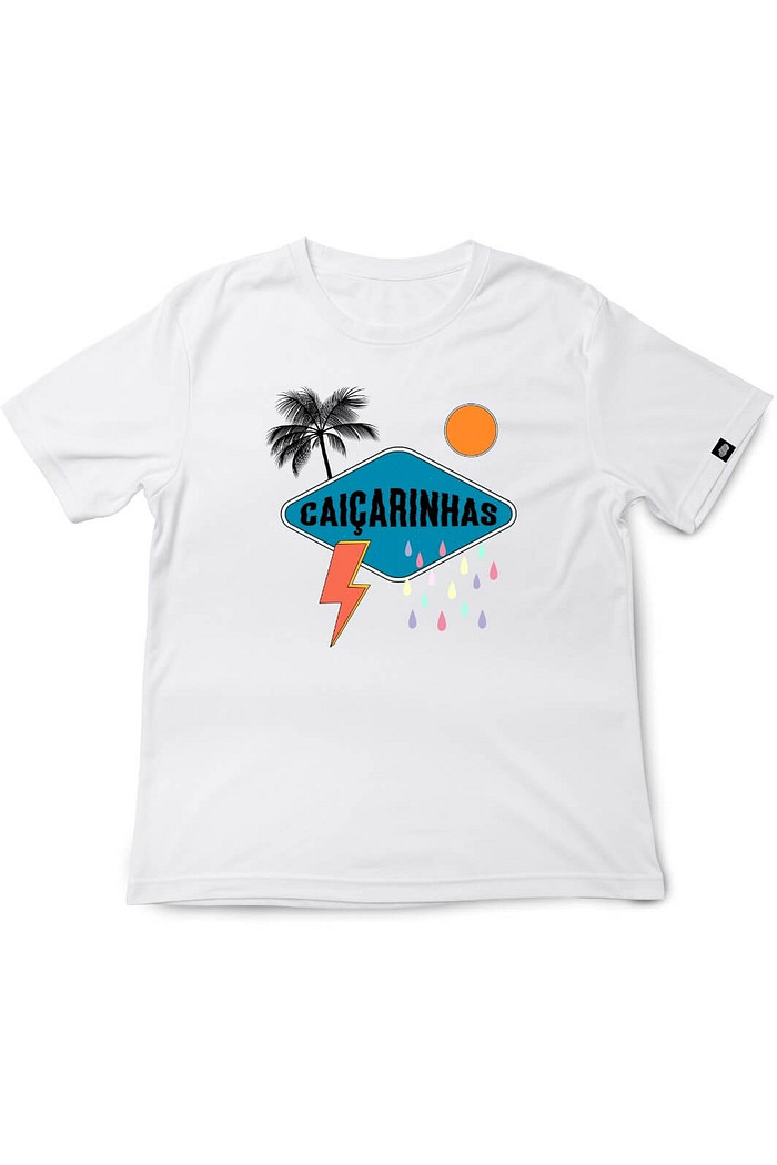 Camiseta Infantil Manga Curta Algodão BCI Branco Caiçarinhas Estações