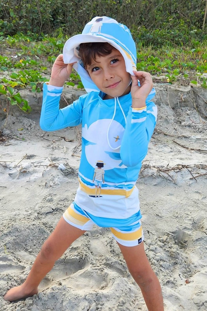Camisa Proteção Uv 50+ Infantil + Sunga Caiçarinhas Beach