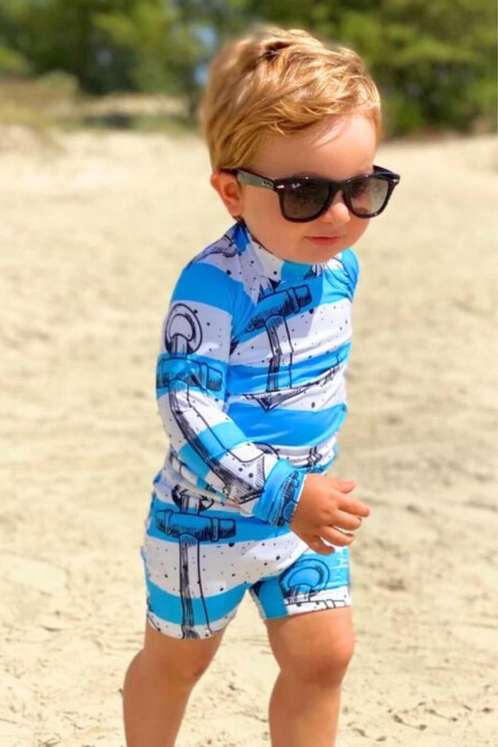 Camisa Proteção Uv 50+ Infantil + Sunga Branco Âncora