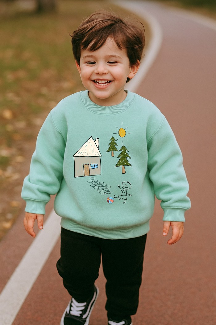 Blusão Infantil Moletom Felpado Verde Menta Criança na Floresta