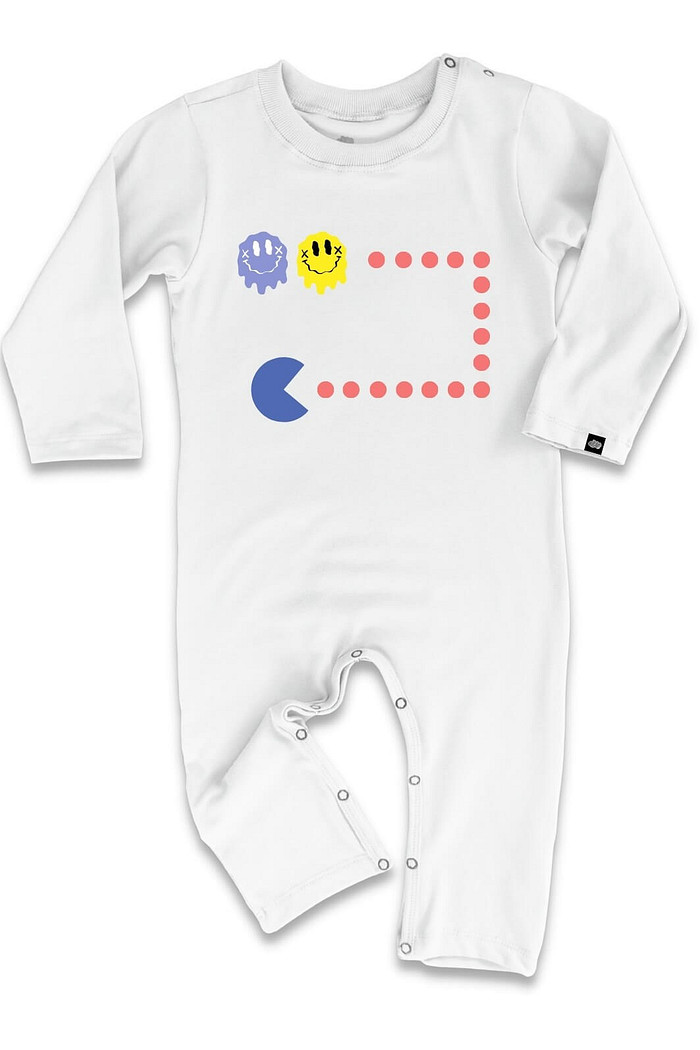 Macacão Bebê Longo Manga Longa Off White Pacman