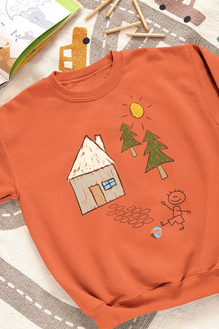 Blusão Infantil Moletom Felpado Terra Cota Criança na Floresta