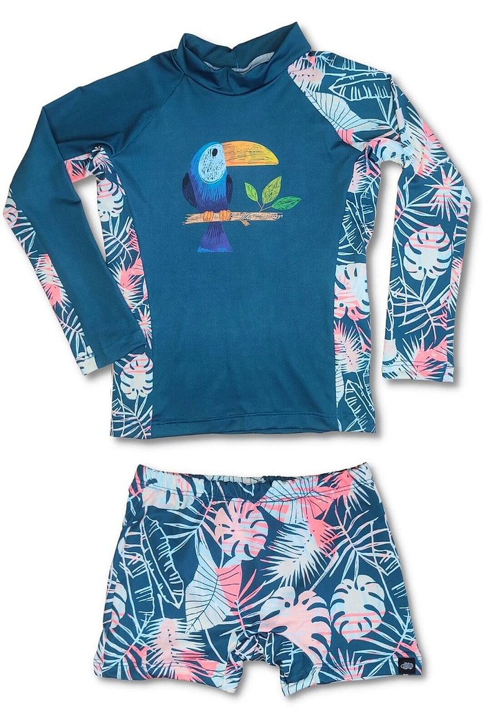 Camisa + Sunga Infantil UV50+ Azul Tucano