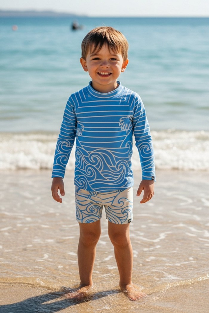 Camisa + Sunga Proteção UV50+ Confortável Azul Beach On