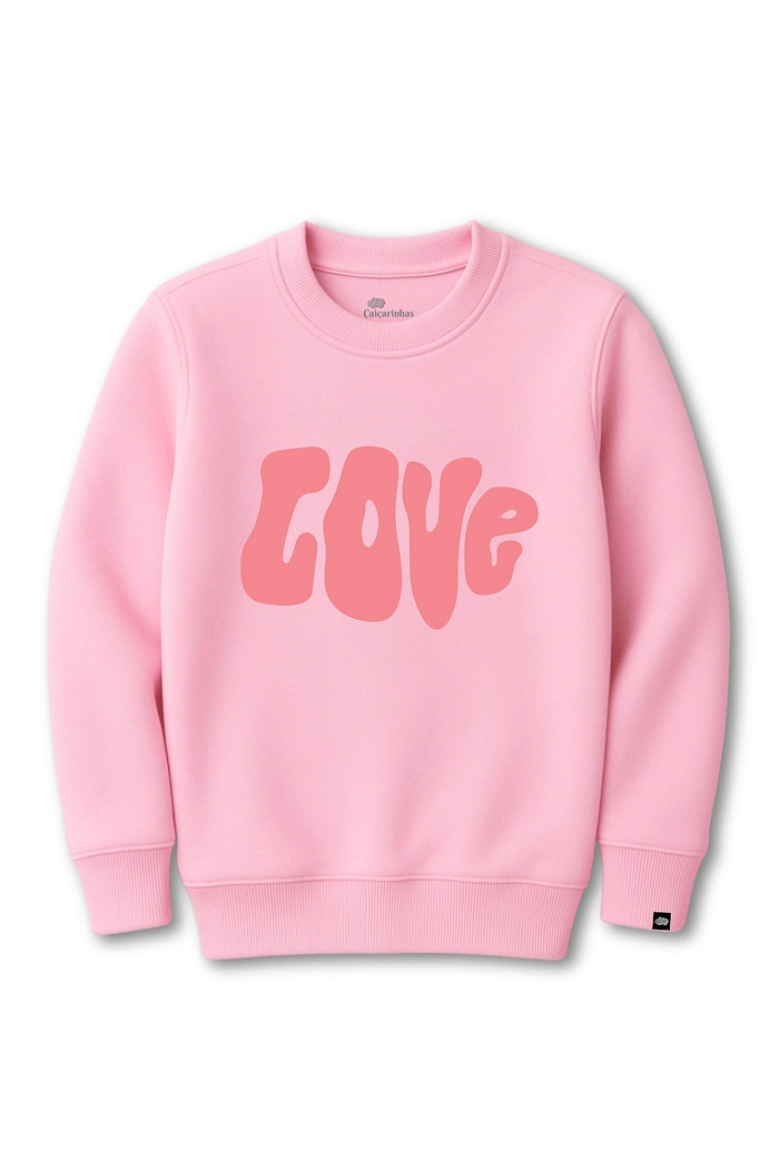 Blusão Infantil Felpado Rosa Love