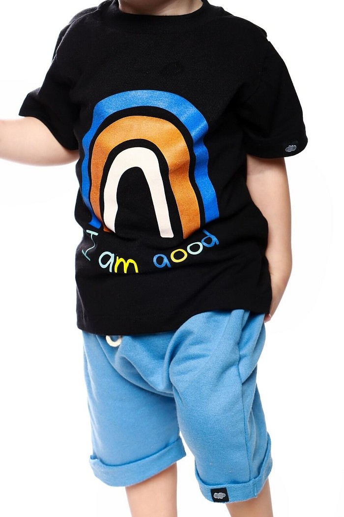 Camiseta Infantil Manga Curta Algodão Macio Preto I'm Good