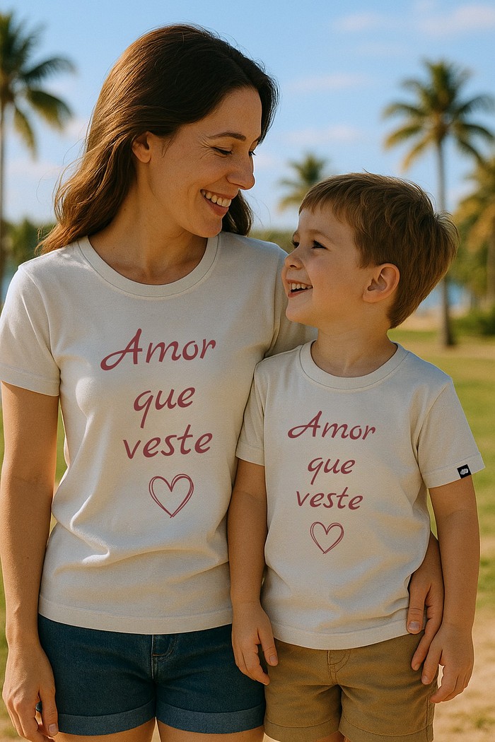 Camiseta Feminina Amor que Veste Cotton Mãe e Filho(a)