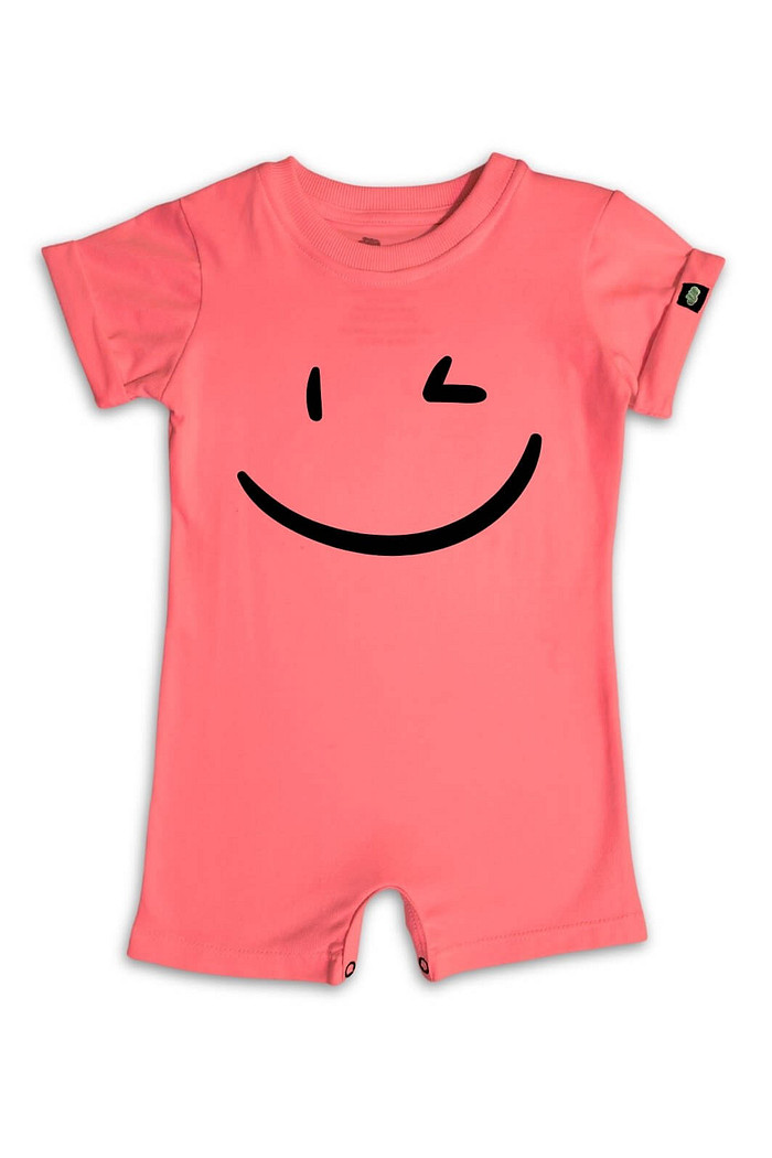 Macacão Bebê Curto Manga Curta Laranja Piscadela