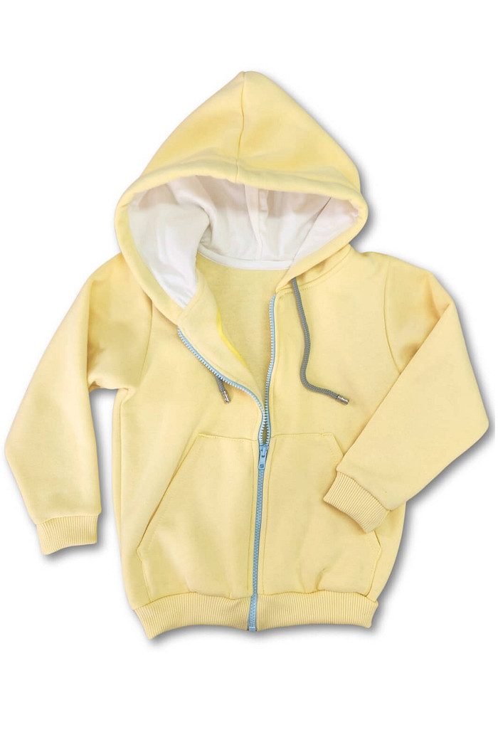 Casaco Infantil Moletom Felpado com Zíper e Capuz Amarelo