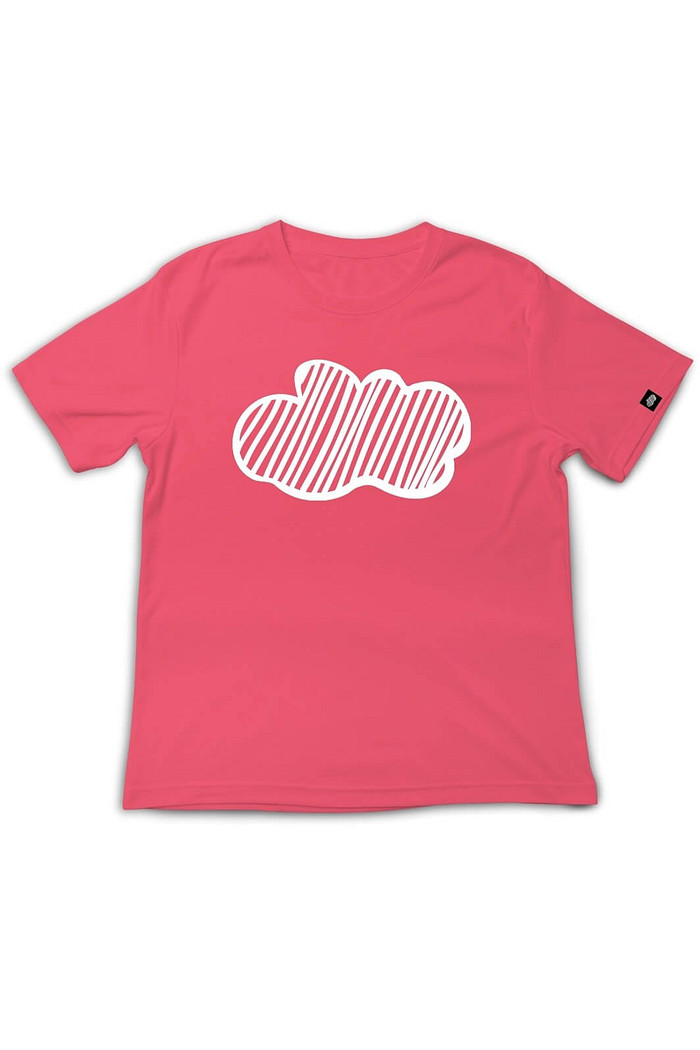 Camiseta Infantil Manga Curta Algodão Sustentável Exclusiva Vermelho Nuvem