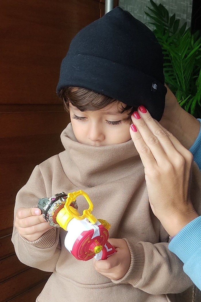 Touca Gorro Infantil Flanelada Moletom Preto