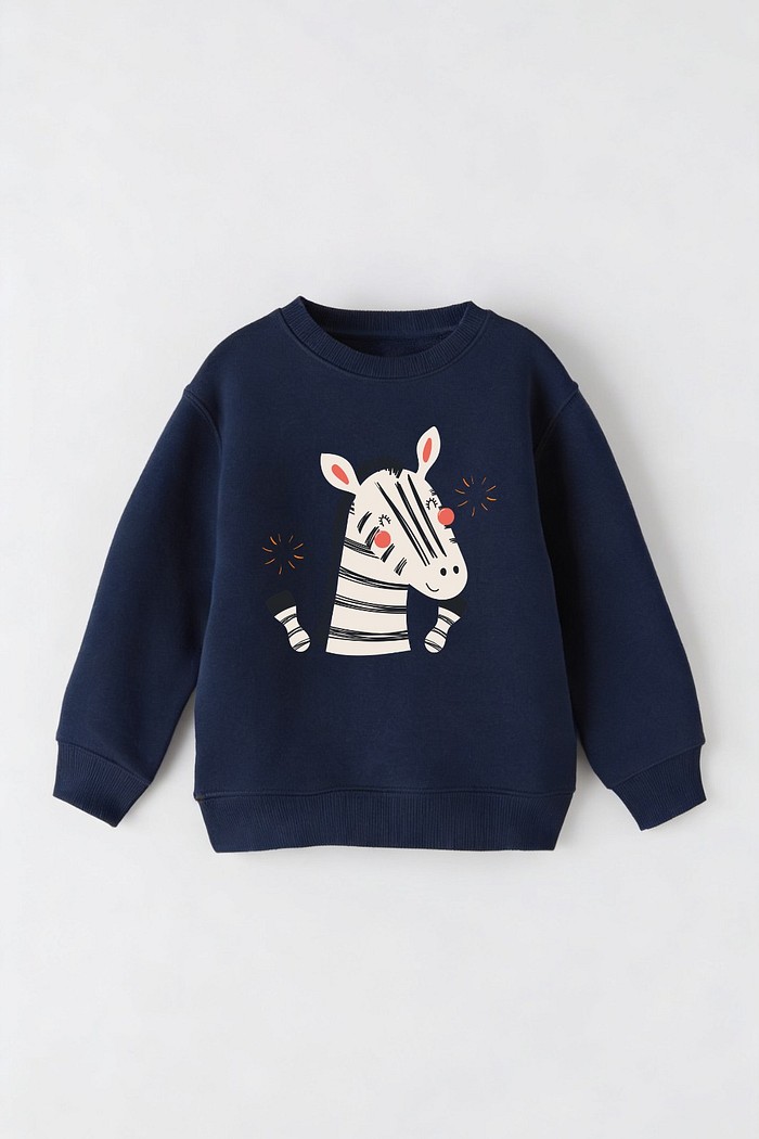 Blusão Infantil Moletom Encorpado Azul Marinho Zebra Feliz