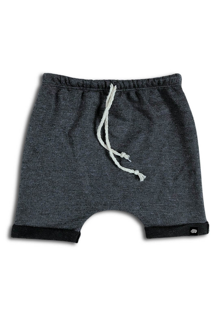 Short Infantil Saruel Cinza Chumbo com ajuste na cintura em Moletinho