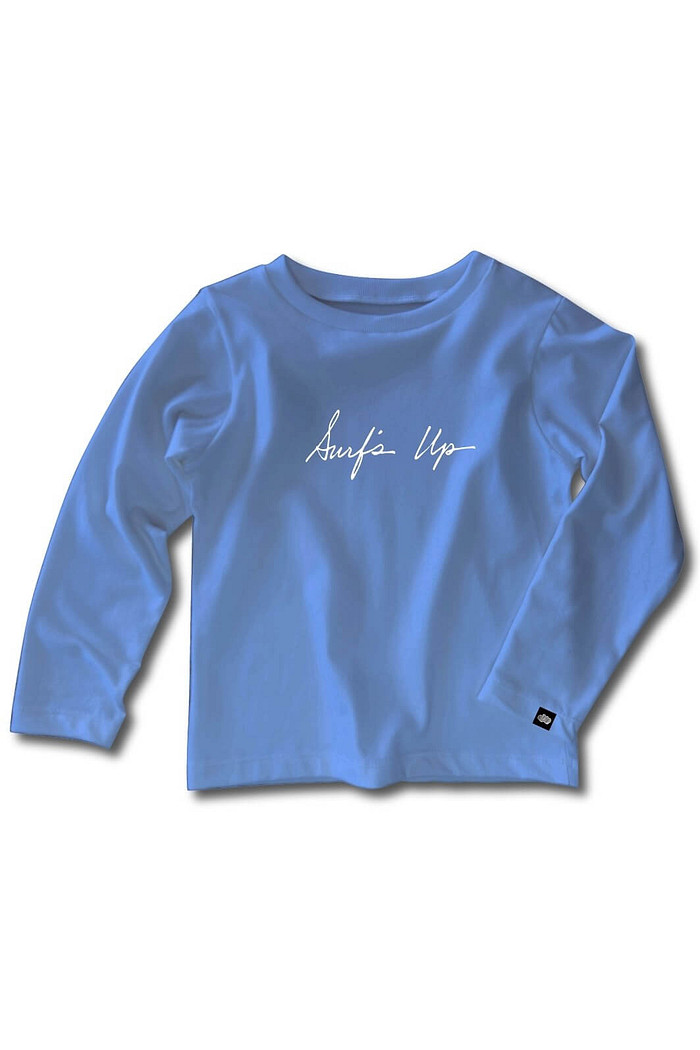 Camiseta Infantil Manga Longa Algodão Toque Macio Azul Surfs UP