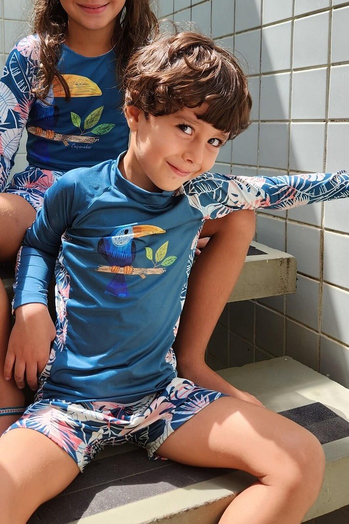 Camisa + Sunga Infantil UV50+ Azul Tucano