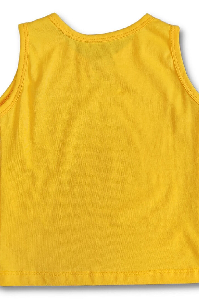 Camiseta Infantil Regata Algodão Sustentável Exclusiva Amarelo Tubarão
