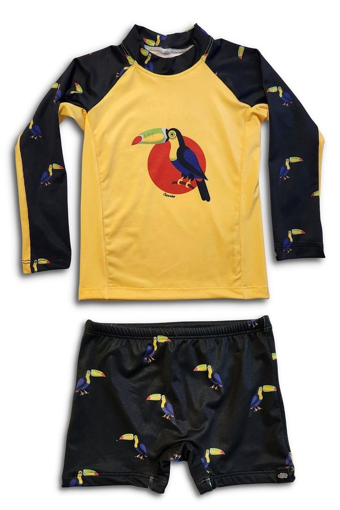 Camisa Proteção Uv 50+ Infantil + Sunga Tucano Abstrato