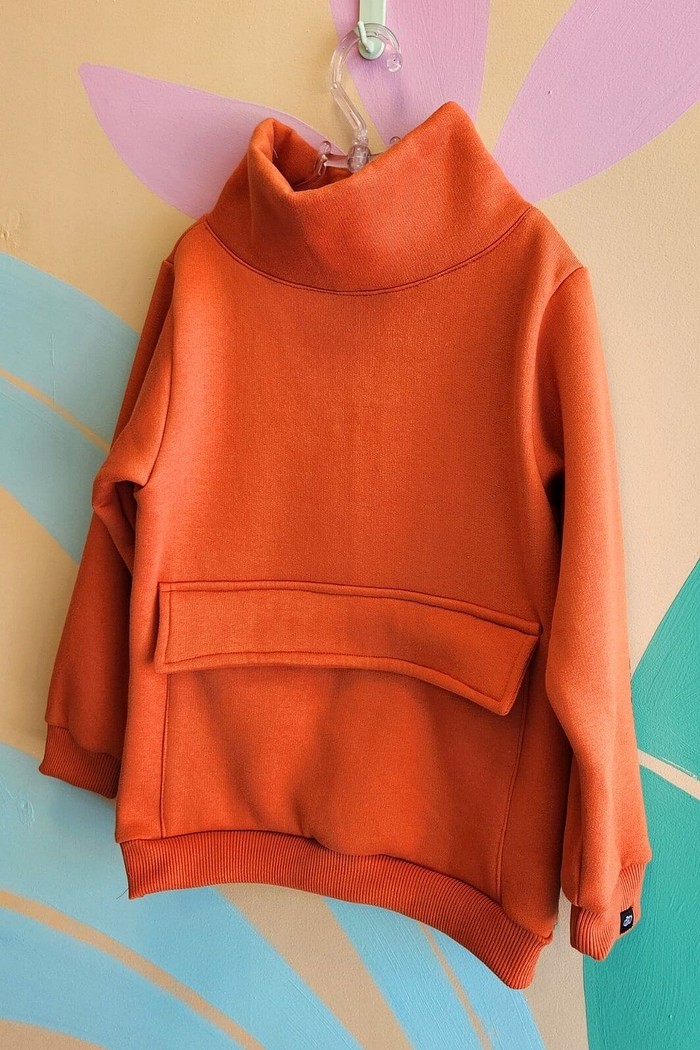 Casaco Moletom Infantil Gola Alta Flanelado Terra Cota