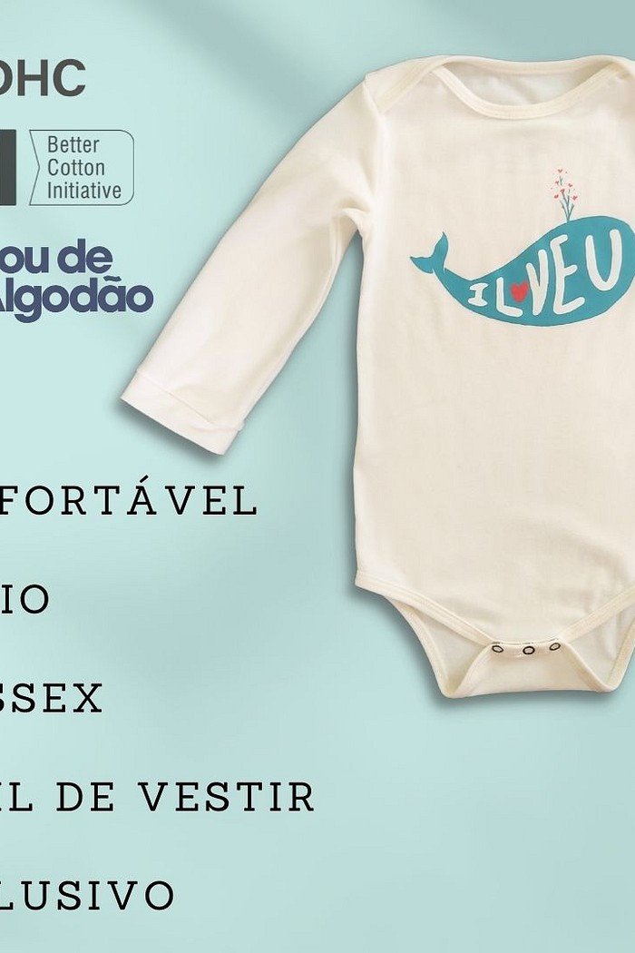 Body Bebê Manga Longa Wale Off White Algodão Sustentável Macio