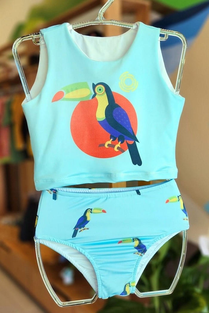 Cropped ML UV Verde Tucano Abstratos Confortável calcinha alta uv 50+