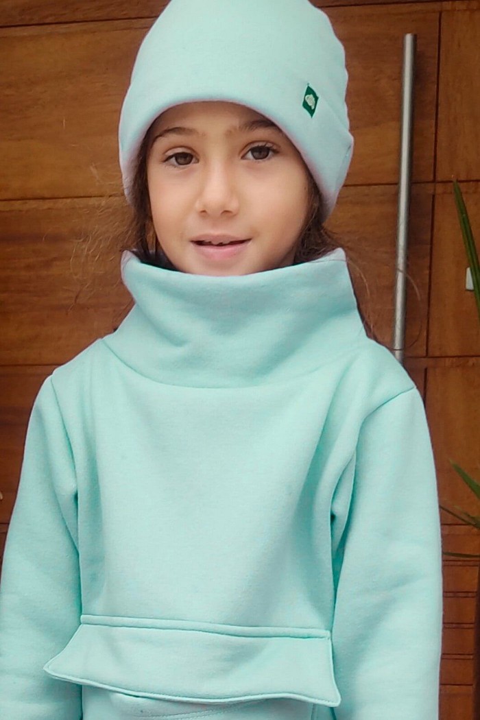 Touca Gorro Infantil Flanelada Moletom Verde Menta