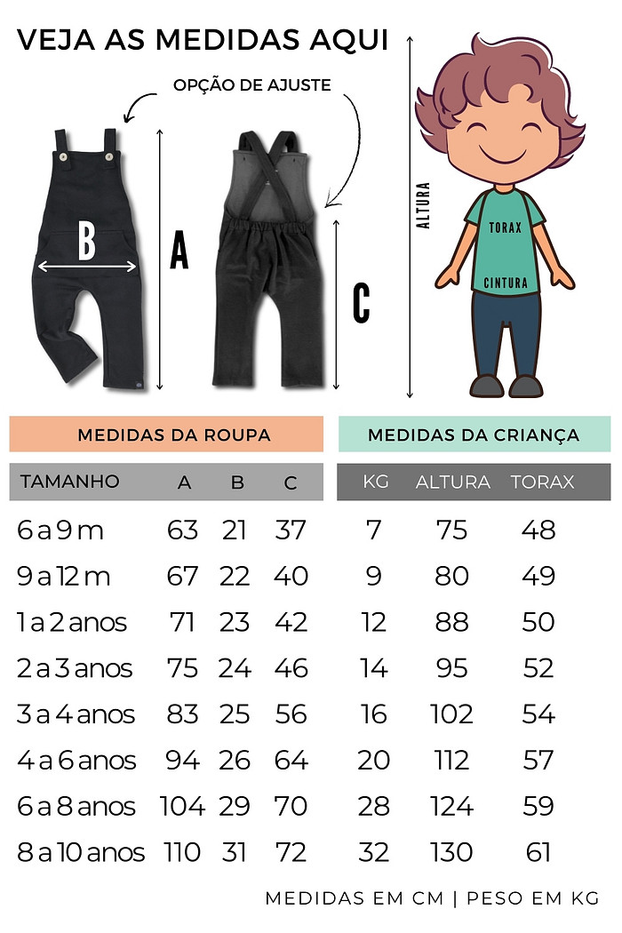 Jardineira Infantil Longa com Alça e Cintura Ajustável em Moletinho Colors Azul com Laranja