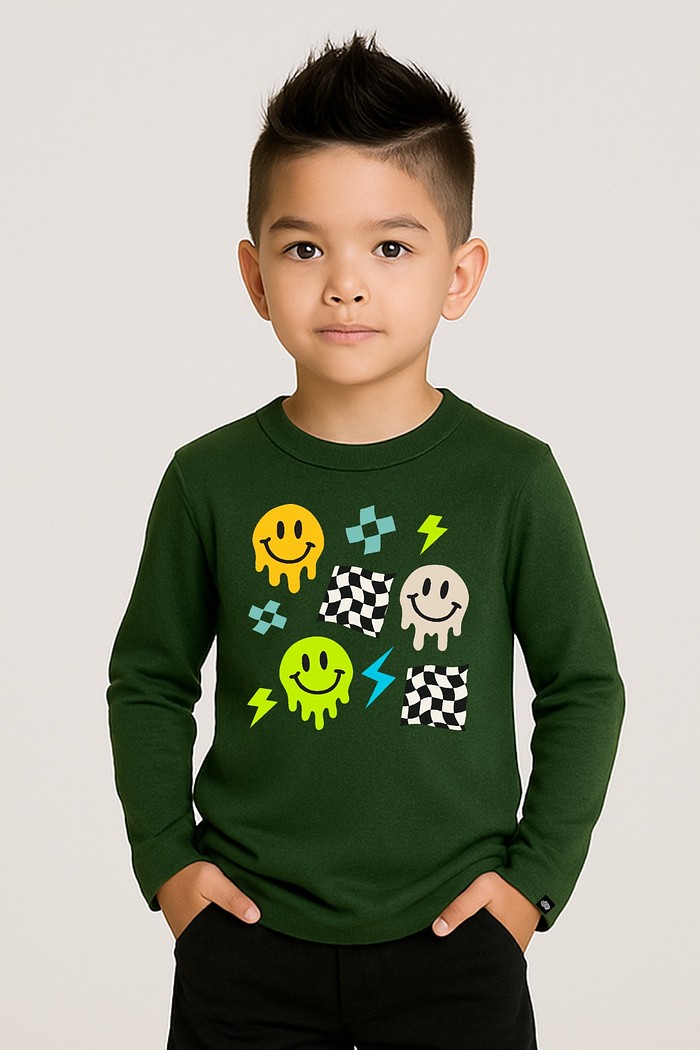 Camiseta Infantil ML Verde Escuro Smiles
