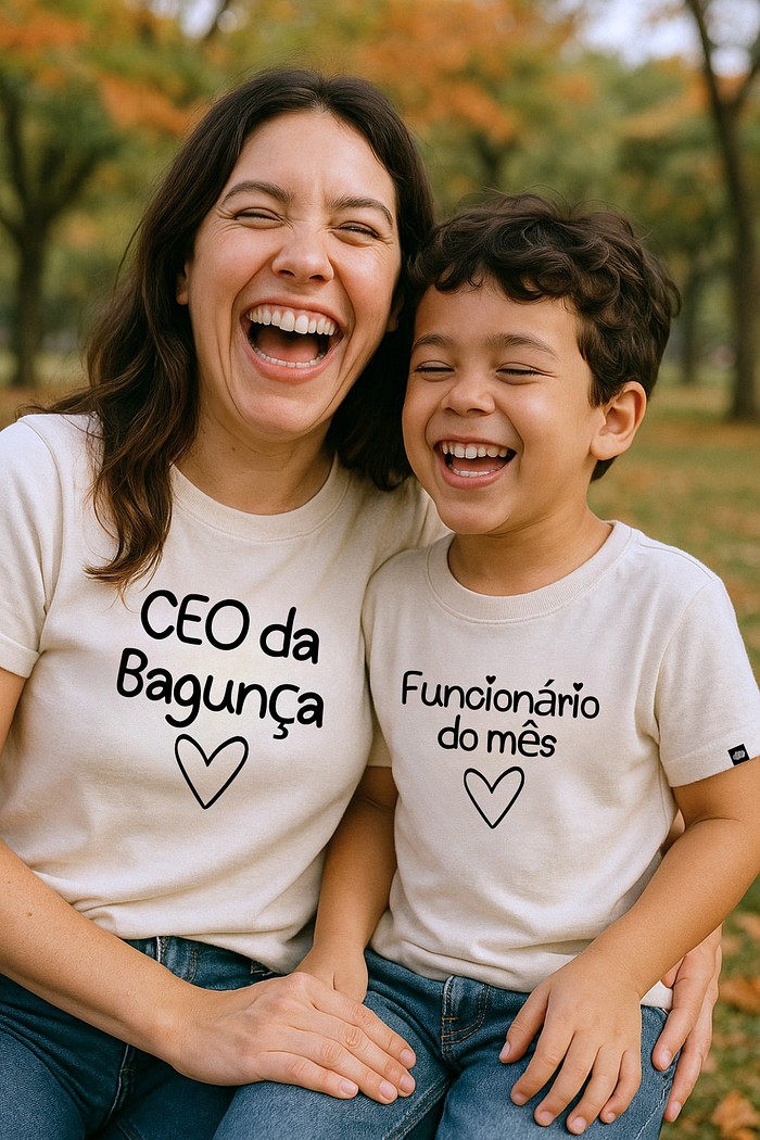 Camiseta Feminina CEO da bagunça Cotton Mãe e Filho(a)