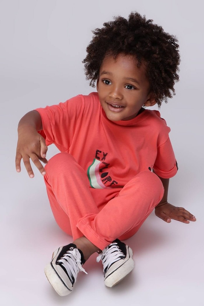 Macacão Bebê Longo Manga Curta Algodão Sustentável Toque Macio Goiaba Explorer