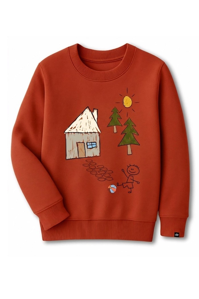 Blusão Infantil Moletom Felpado Terra Cota Criança na Floresta