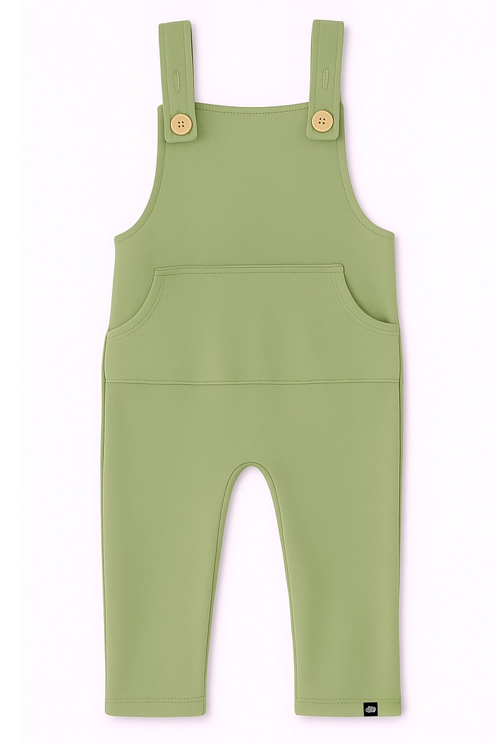 Jardineira Infantil Moletinho Ajustável Longa Verde Oliva