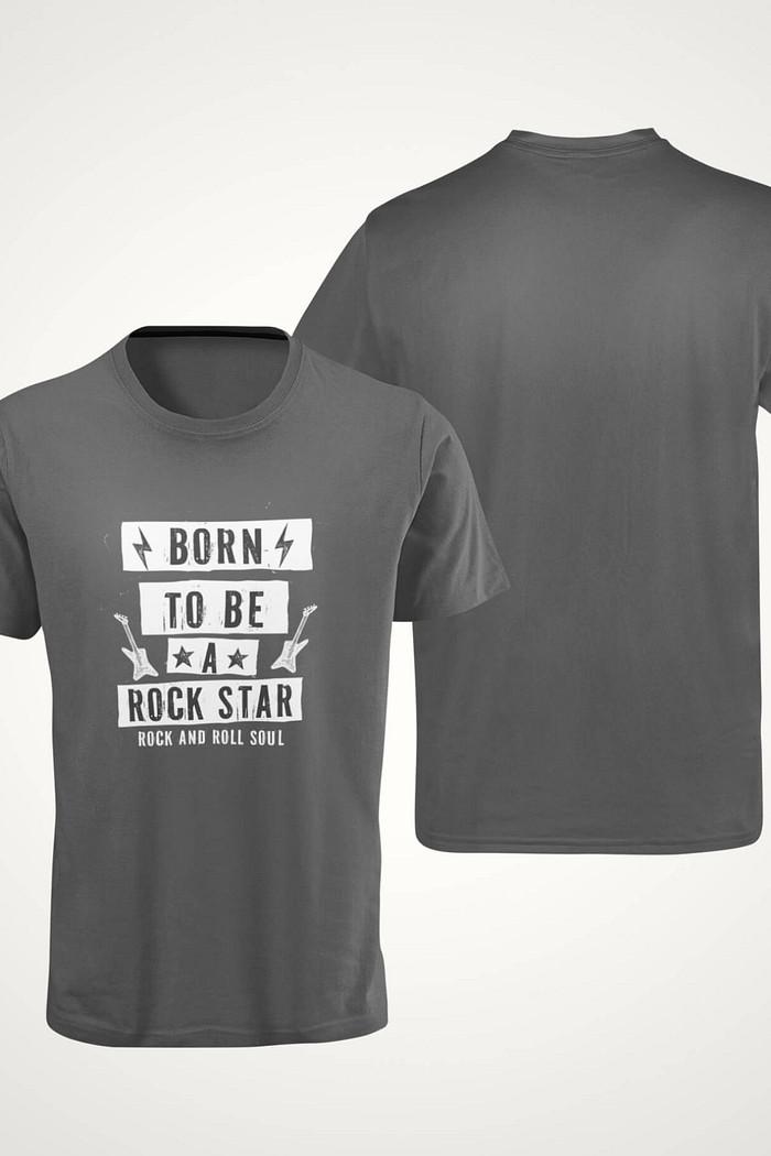 Camiseta Adulto Manga Curta Cinza Rock