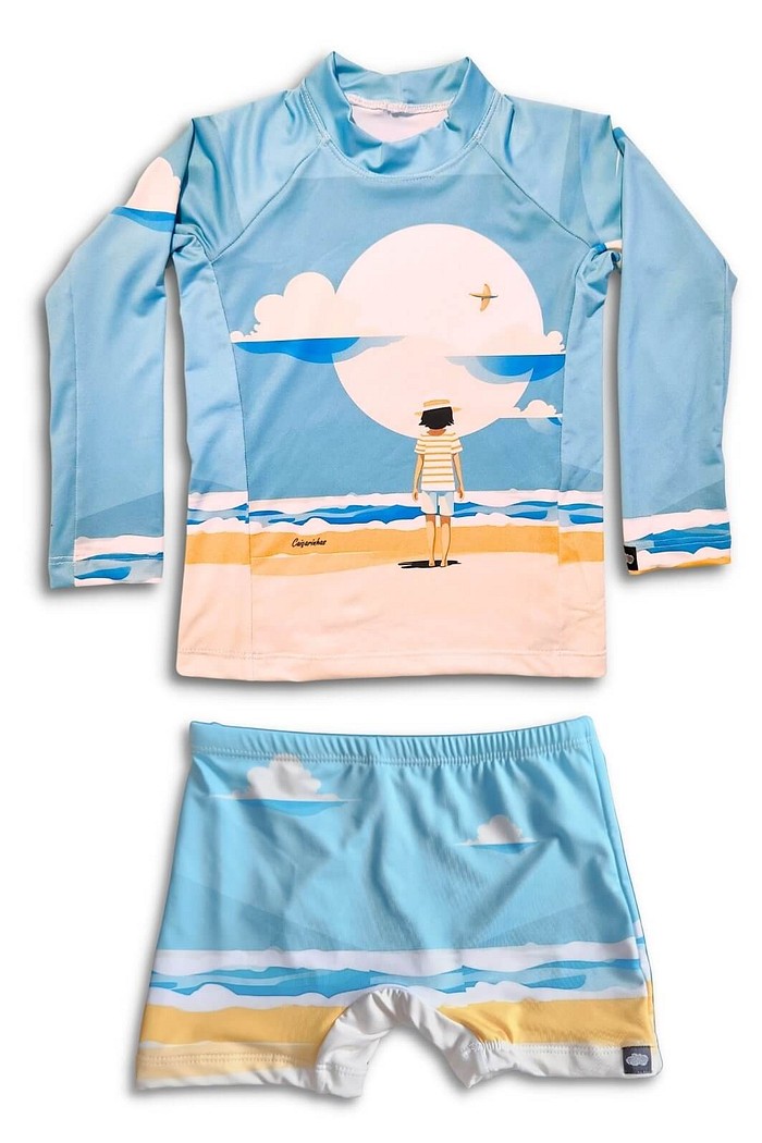 Camisa Proteção Uv 50+ Infantil + Sunga Caiçarinhas Beach