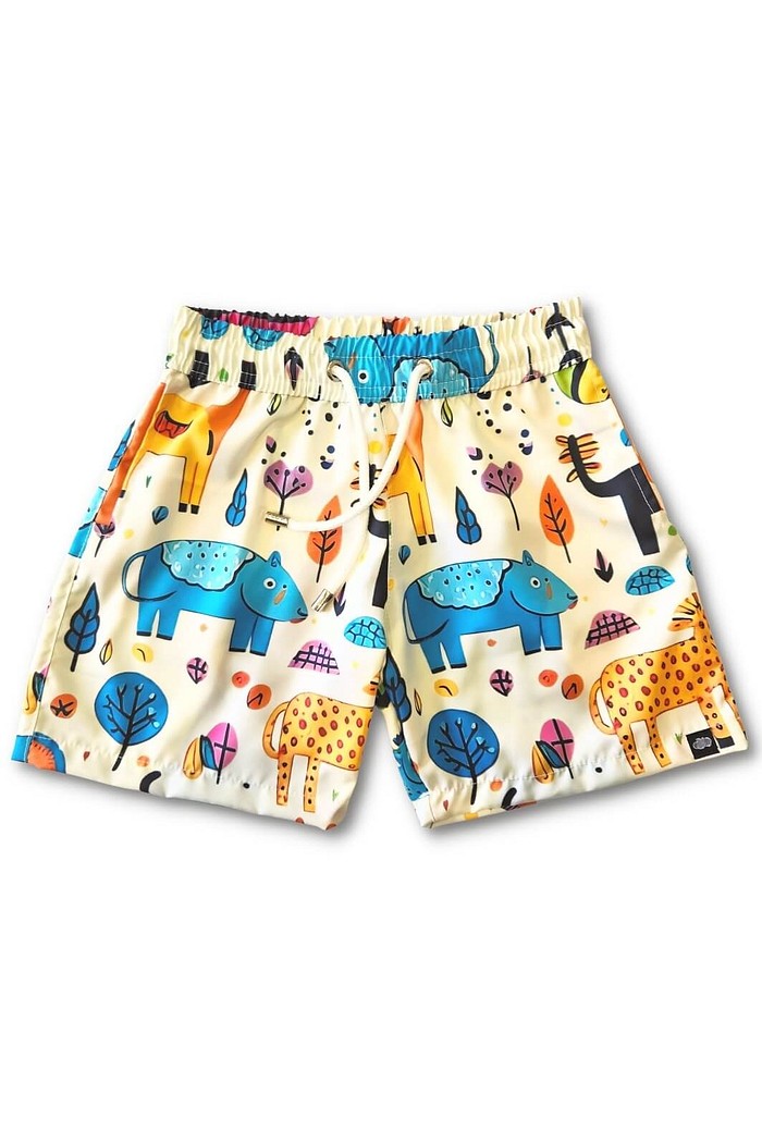 Short Tactel UV Bege Animais Abstratos