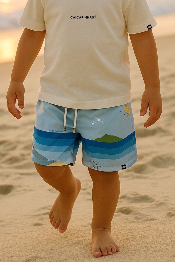 Short Tactel UV Azul Vida Praiana