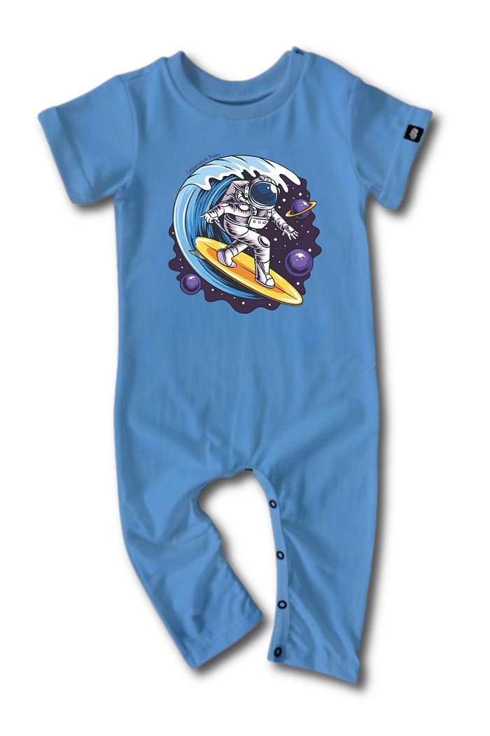 Macacão Bebê Longo Manga Curta Azul New Astro Surf