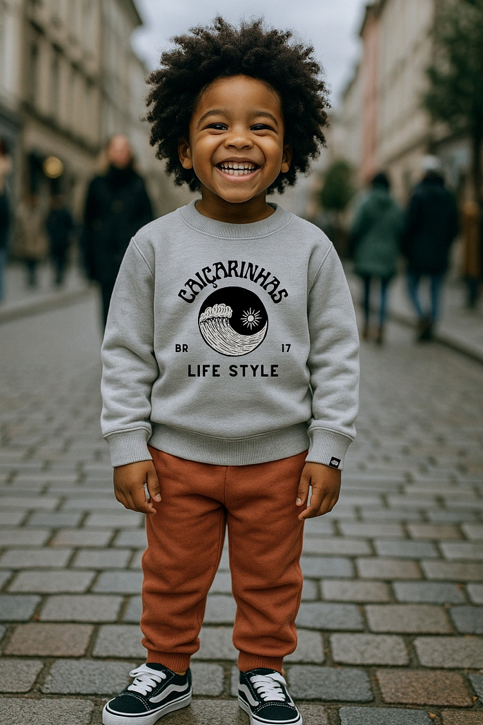 Blusão Infantil Felpado Cinza Caiçarinhas Life Style