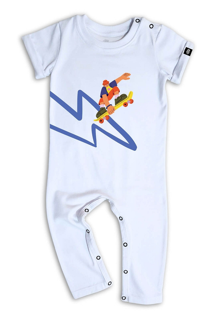 Macacão Bebê Longo Manga Curta Off White Skate Energy