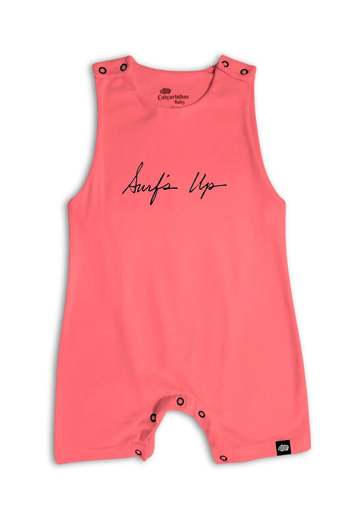 Macacão Bebê Regata Curto Laranja Surfs Up