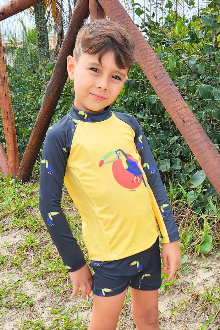 Camisa Proteção Uv 50+ Infantil + Sunga Tucano Abstrato