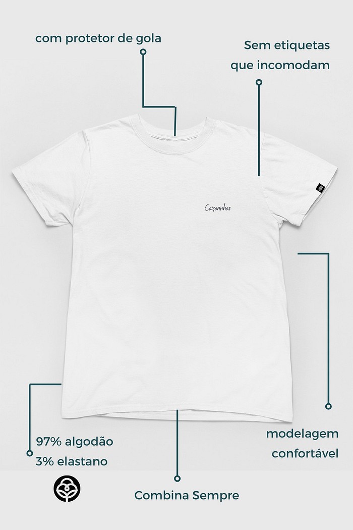 Camiseta Cotton Básica Toque macio e confortável Branca Promocional