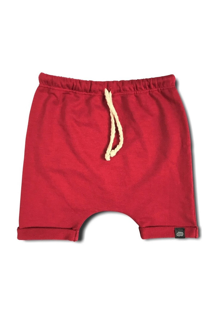 Short Infantil Saruel Vermelho com ajuste na cintura em Moletinho