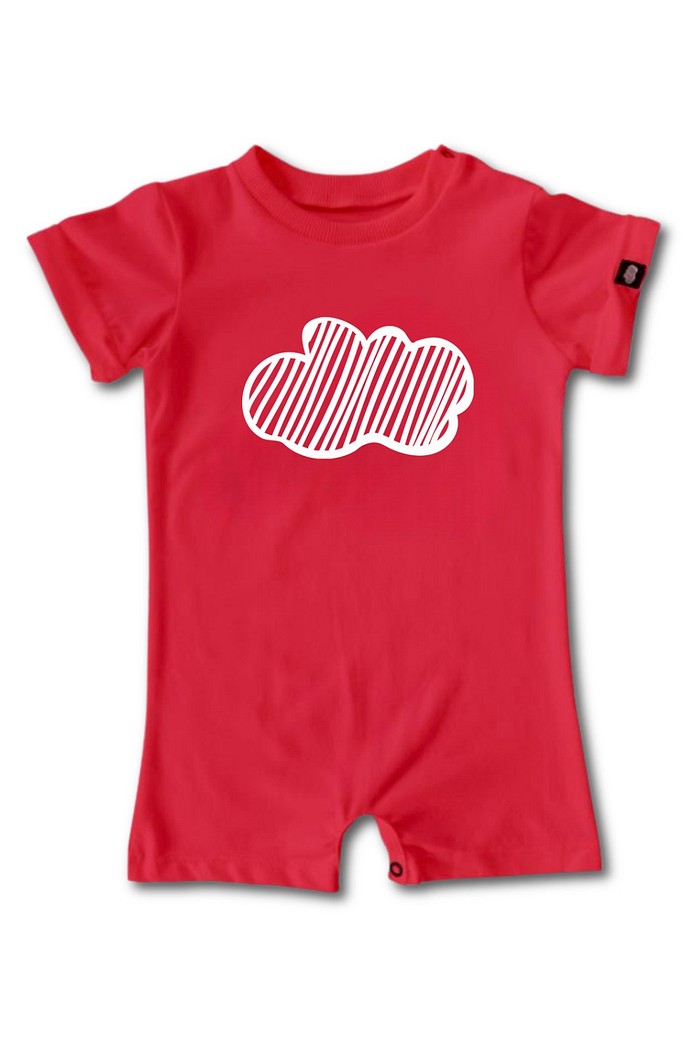 Macacão Bebê Curto Algodão Sustentável Fácil de Vestir Vermelho Nuvem