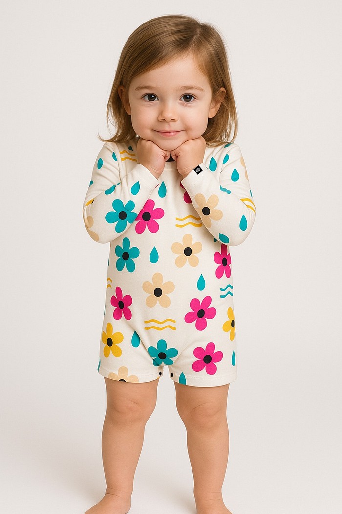 Kit Dona Flor Macacão e Chapéu Proteção UV50+ Exclusivos