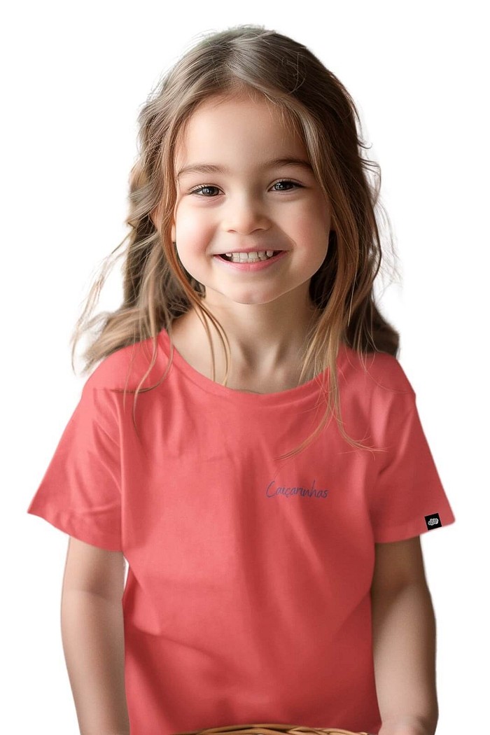 Camiseta Infantil Manga Curta Toque macio Laranja Minimalista