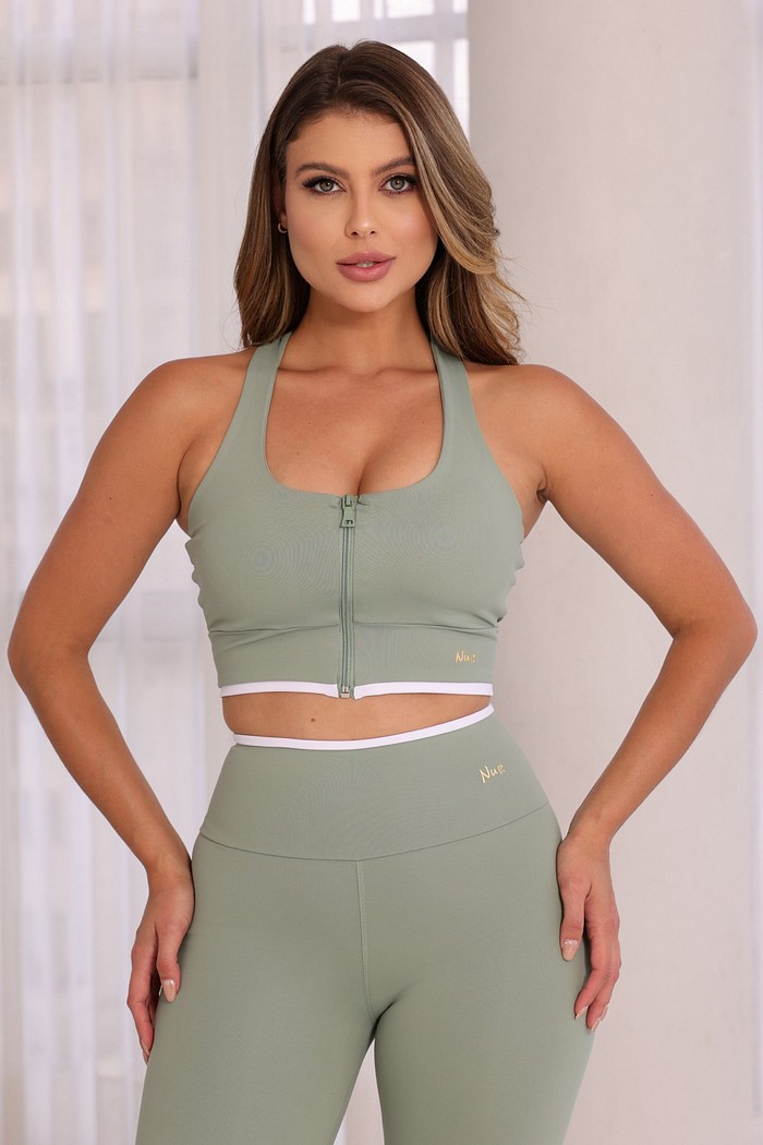 CONJUNTO FITNESS TOP E LEGGING - VERDE MALVA