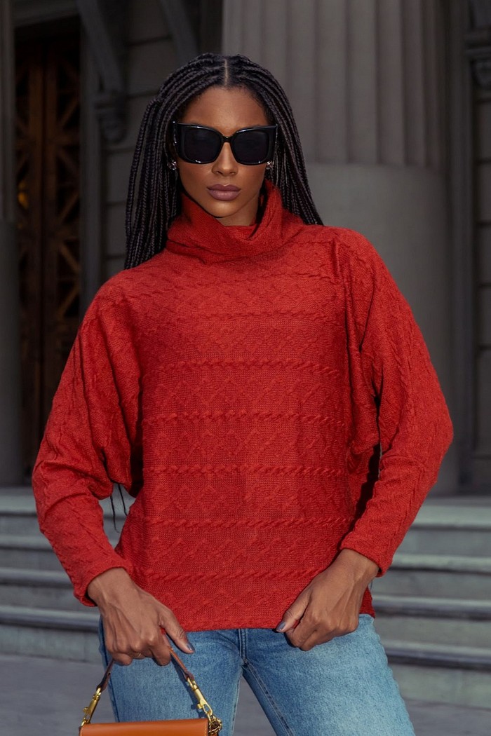 BLUSA TRICÔ TRANÇADA - TELHA