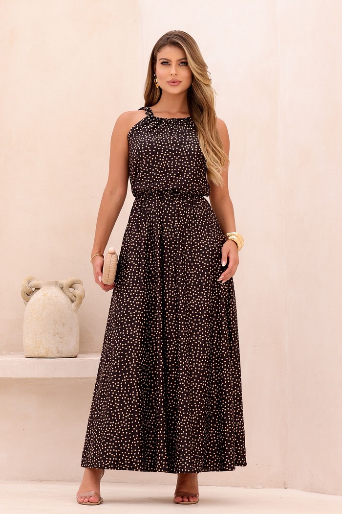 VESTIDO CAVA AMERICANA - PRETO POÁ